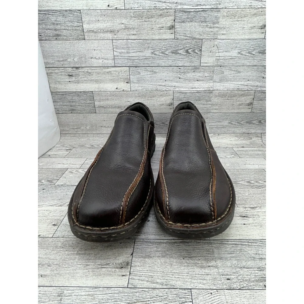 Clarks Mens Size‎ 12 W Brown Leather Slip On Soft Cushion Comfort Loafer Shoes